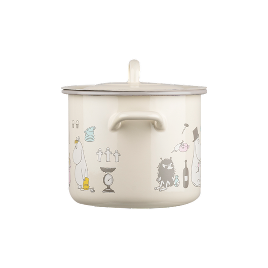 Ceramic pot with cartoon characters on a white background