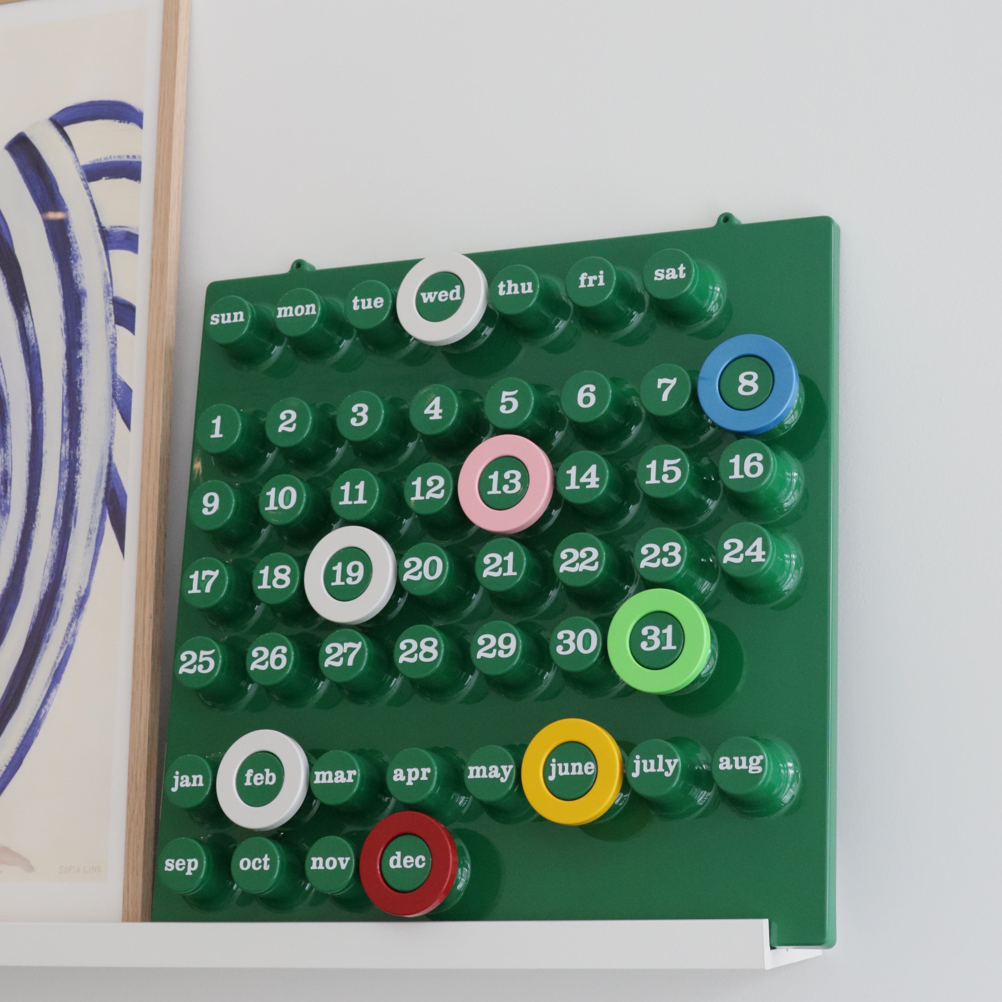 カレンダー・スケジュール Ring a Date Perpetual Wall Calendar Ring-A-Date Perpetual Wall Calendar Green - FUNSTY Toronto