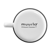 White mug with 'muurla' branding on a black background