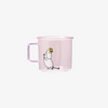 Pink mug with a cartoon character on a white background