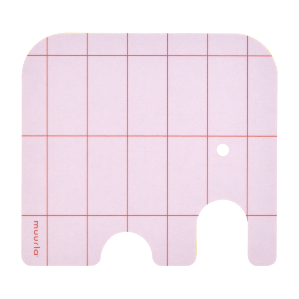 Pink grid-patterned card with a hole on a white background