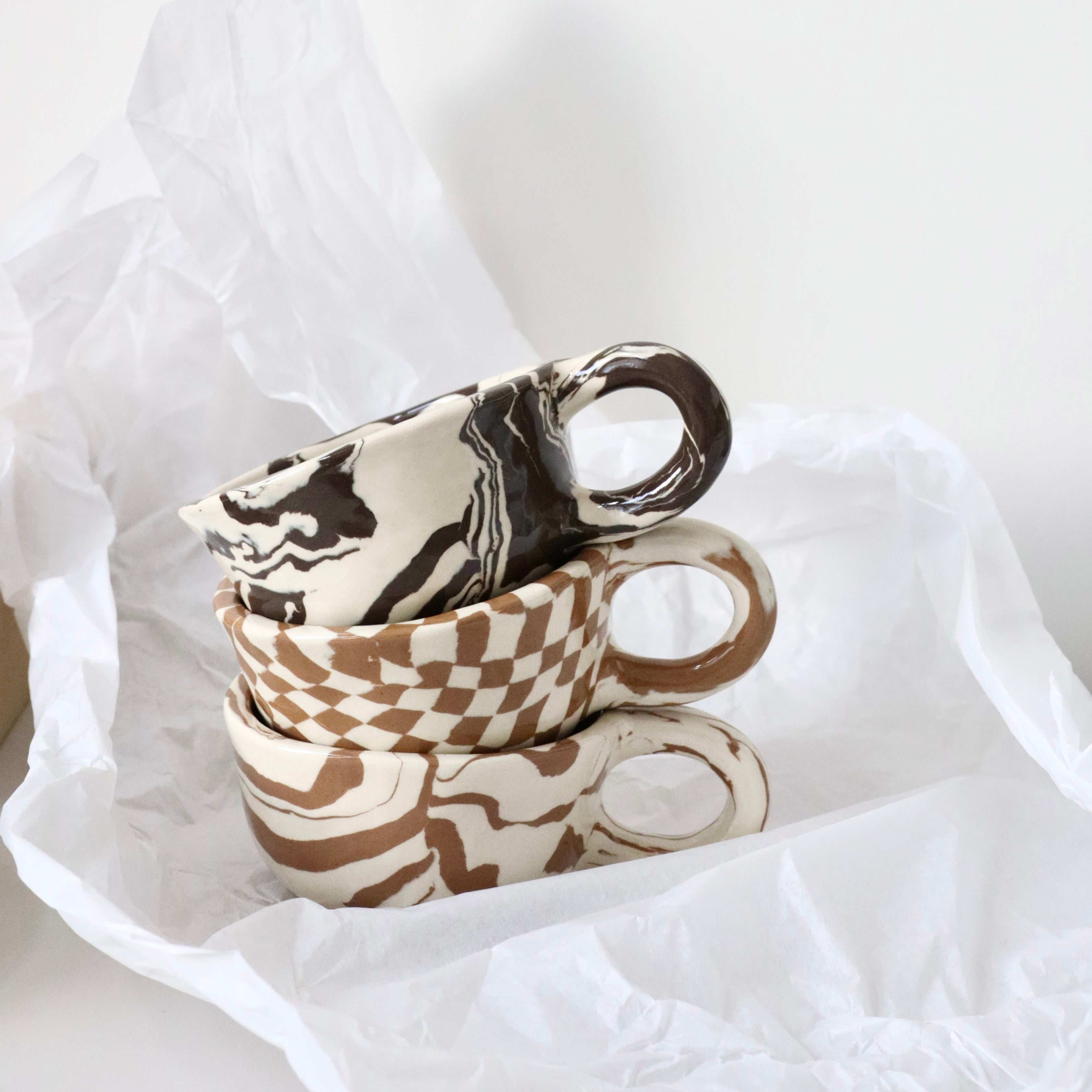 Latte Mug Check Choco 260ml - Thumbnail 3