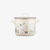 Ceramic pot with illustrations on a white background