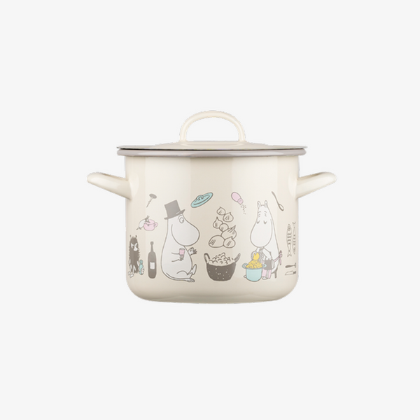 Ceramic pot with illustrations on a white background